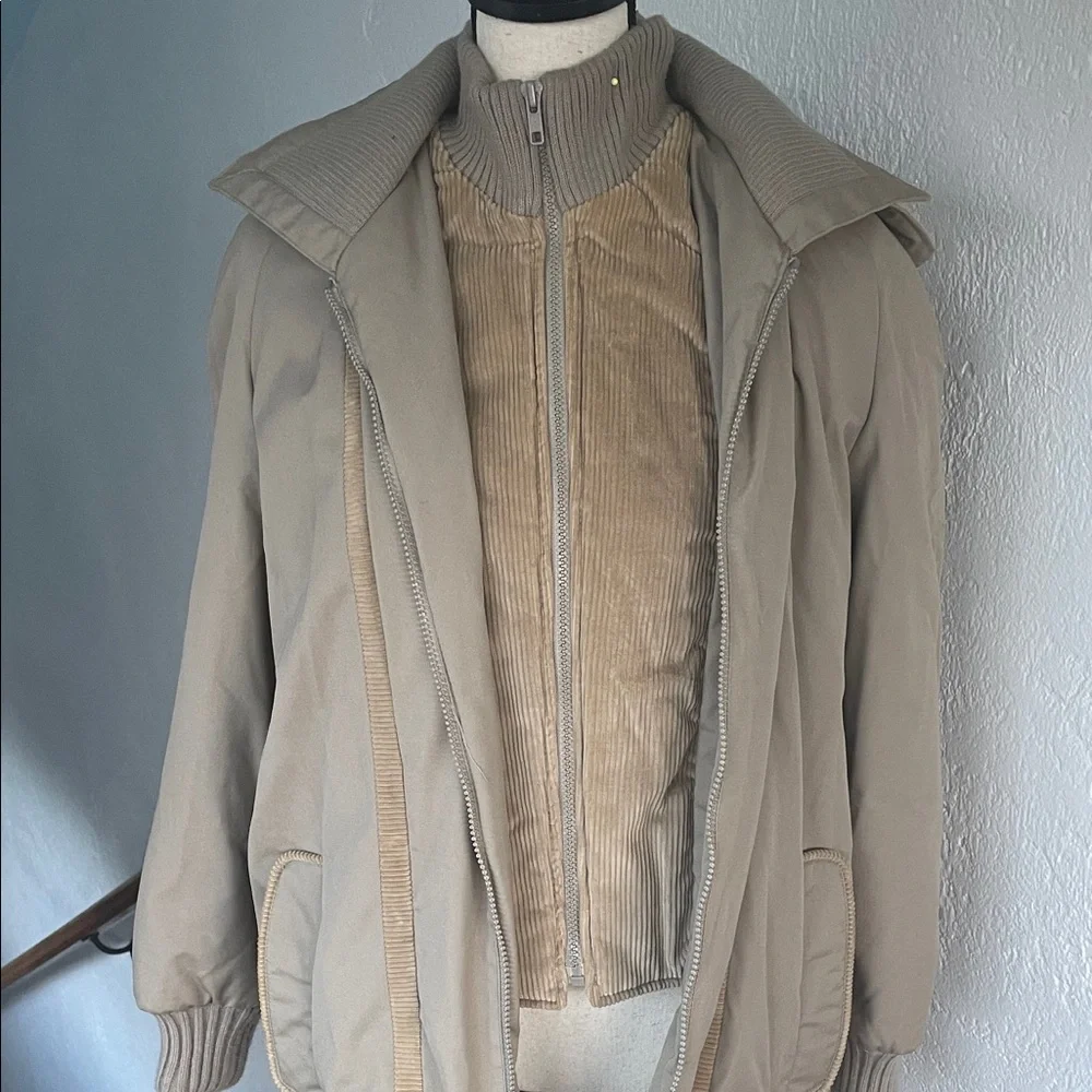 Saril Ltd Vintage Womens Corduroy‎ Trimmed Hooded Parka Jacket in Tan Size 8